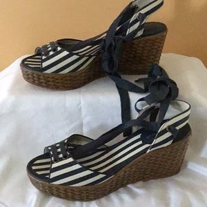 Blue striped espadrilles